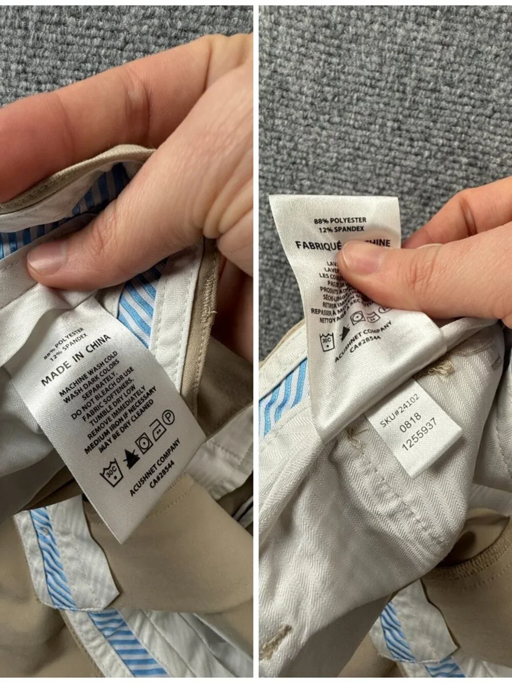 Footjoy Golf Pants Beige Stretch Polyester Spandex Outdoor Men ACTL 38X33
